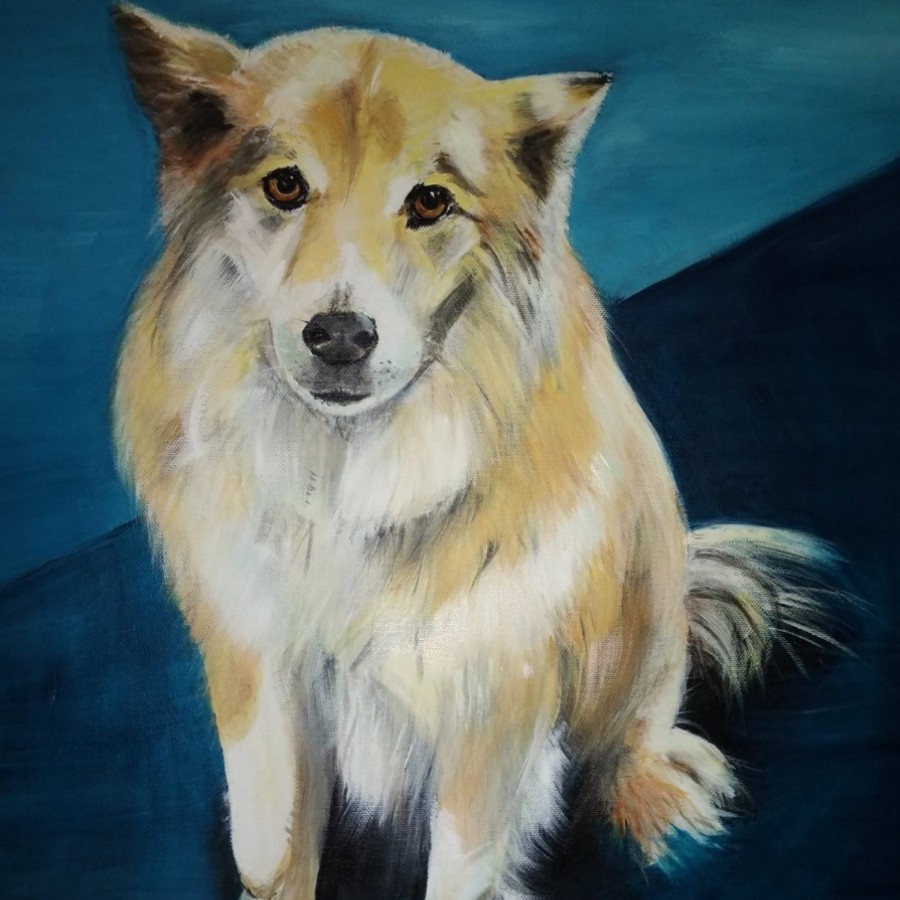 Schilderij Blonde hond