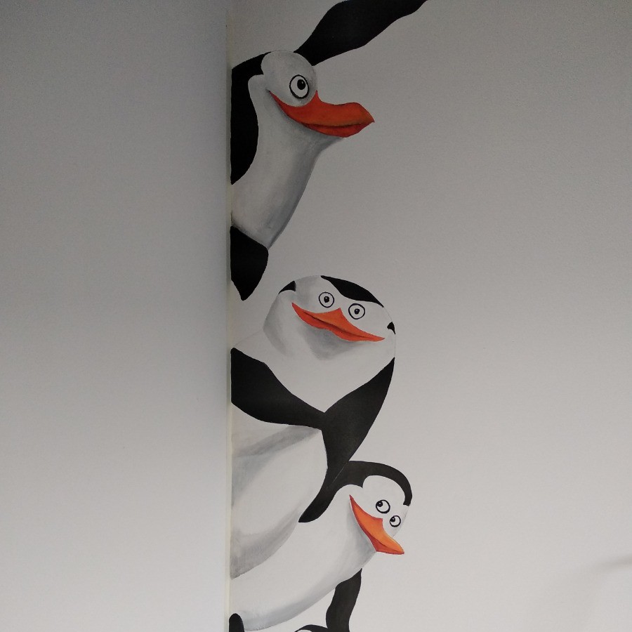 Muurschildering Pinguïns