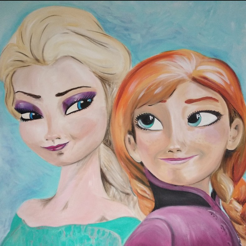 Schilderij Anna en Elsa