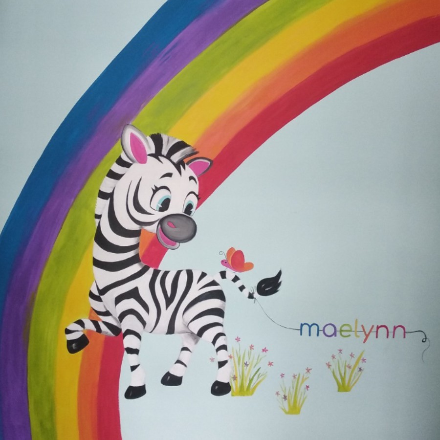 Muurschildering Regenboog zebra