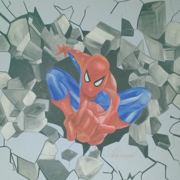 Muurschildering spiderman