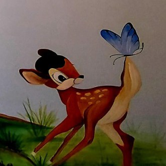 Muurschildering Bambi en vrienden
