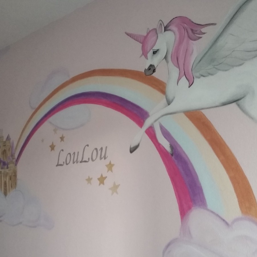 Muurschildering Unicorns