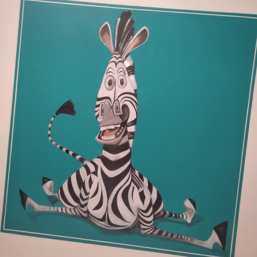 Muurschildering Madagascar zebra