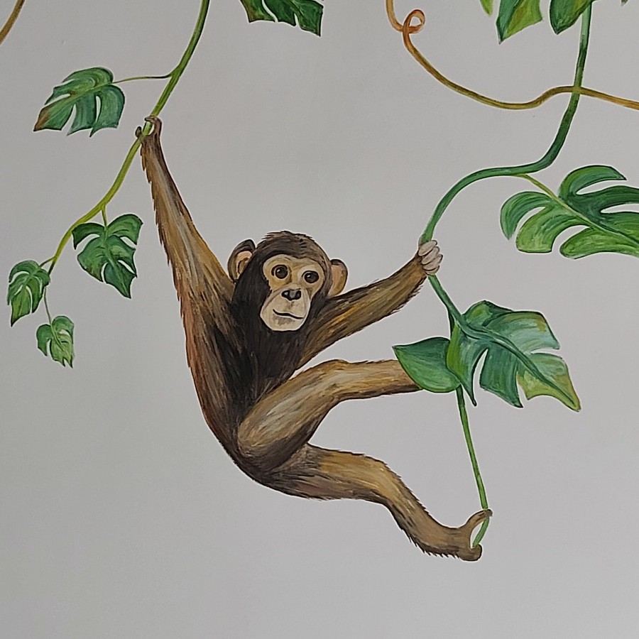 Muurschildering Chimpansee