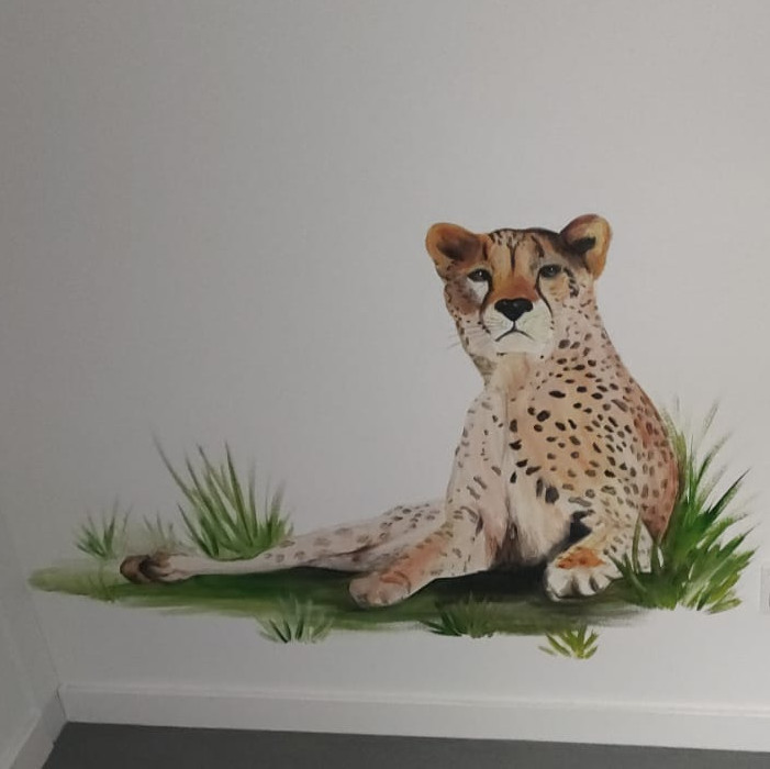 Muurschildering cheetah