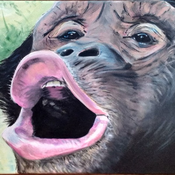 Schilderij portret aap