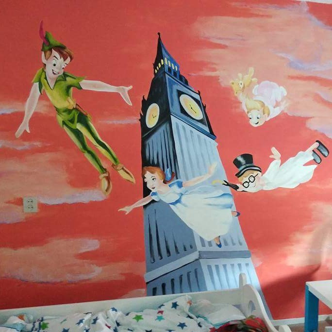 Muurschildering Peter Pan