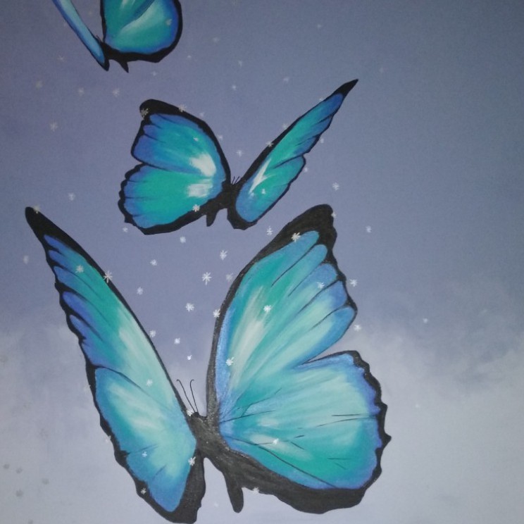 Muurschildering Vlinders
